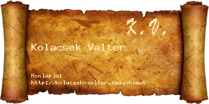 Kolacsek Valter névjegykártya